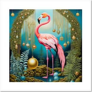 Xmas Flamingo Posters and Art